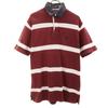 Border Pattern Short Sleeve Polo Shirt LL Bordeaux Kanoko Hiyoku Men's Used
