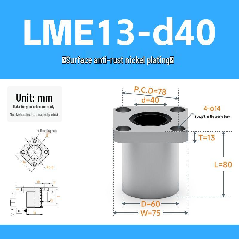 YIHEDA LME Series Linear Bearings: LME03, 13, 23 - d6, d8, d10, d12, d13, d16, d20, d25, d30