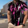 Men's Shirt Polo Casual Zip Short Sleeve Fashion Casual Zipper Summer Spring Regular Fit Glass Printing 3D Print Shirt