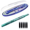 Retractable Fountain Pen Fine Nib Set 0.38mm Black/Blue Ink Transparent Barrel Pen with 5 Refillable Ink Cartridges for Sketching Journaling