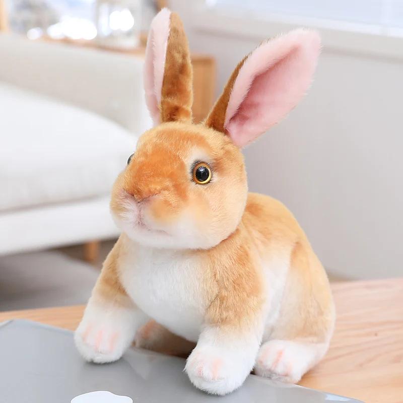 20Cm Simulation Cute Rabbit Plush Fur Realistic Kawaii Animal Easter Bunny Rabbit Toy Model Gift Home Decoration
