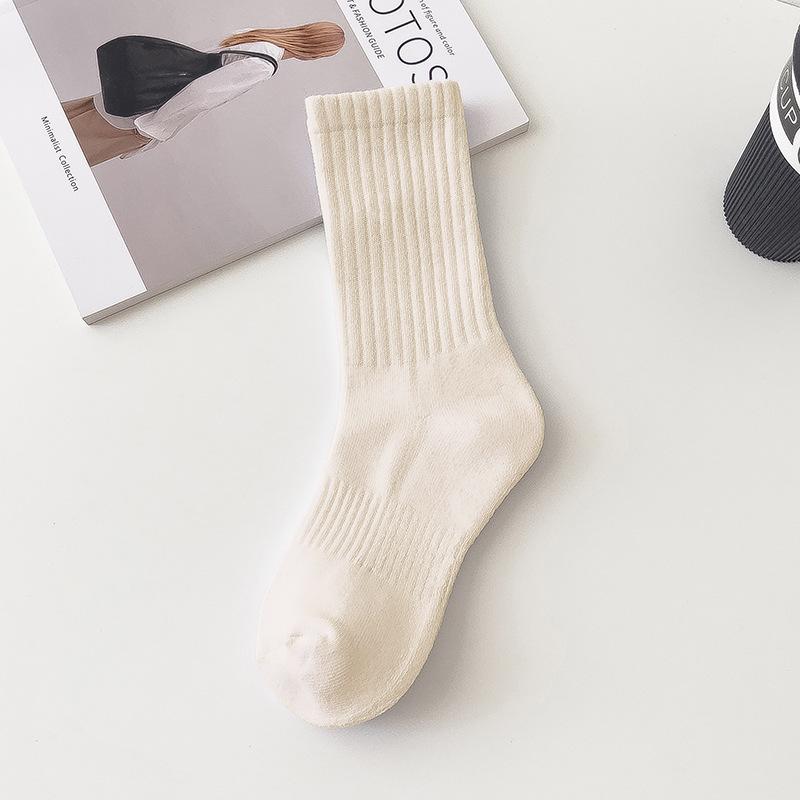 Женские высокоэластичные носки средней длины Terry: Утолщенные, не сдавливающие, амортизирующие спортивные носки для осени/зимы