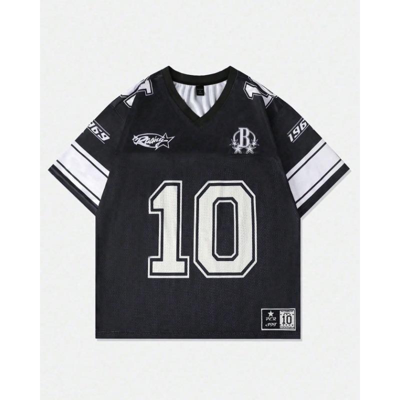 2025 Новая мужская и женская свободная футболка Удобная спортивная плюс Нет. 10 Джерси Стрит Спортивные Футболки с Коротким Рукавом Мото