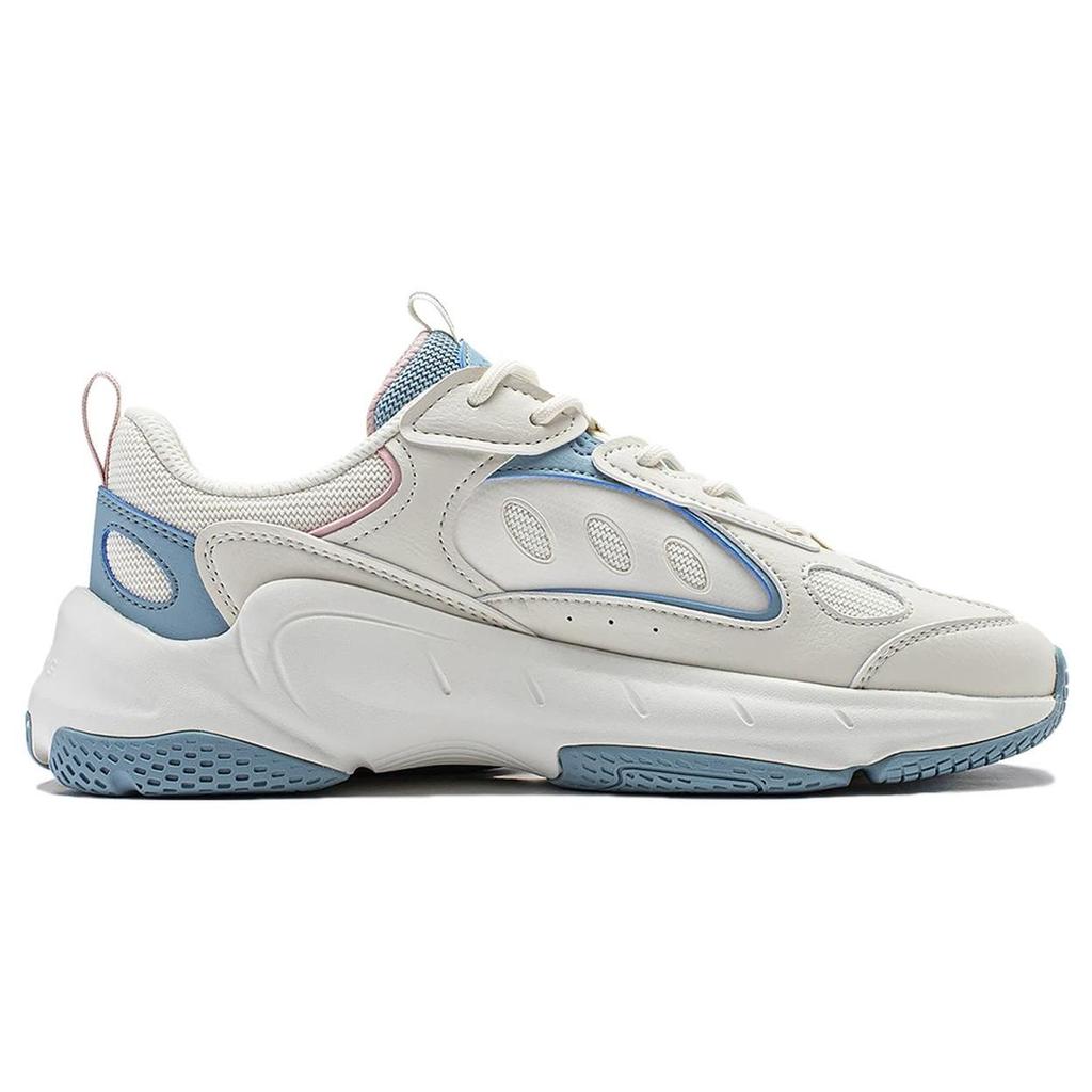 Li Ning Wing Wind Удобная универсальная толстая подошва, увеличивающая рост, износостойкая, нескользящая, низкая повседневная обувь, женские кроссовки, белый, синий AGCT462-5