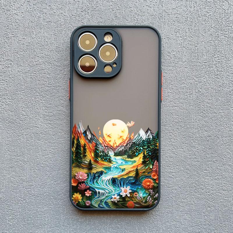 Чехол для телефона с лесным пейзажем и горной рекой Для iphone 16 15 14 13 12 11 Pro Max Mini Plus X XR XS 7 8 Ударопрочный чехол