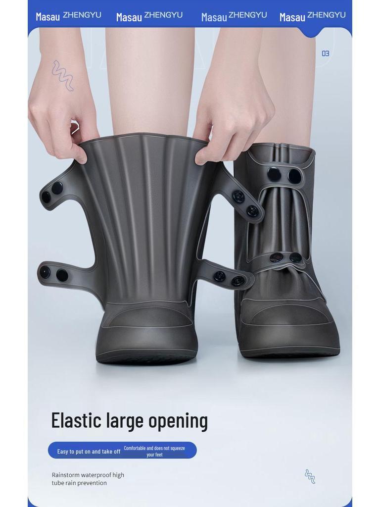 Children's and Men's Waterproof Non-slip Rain Boot Covers - Reusable, Wear-resistant Silicone for Cycling and Outdoor Use.