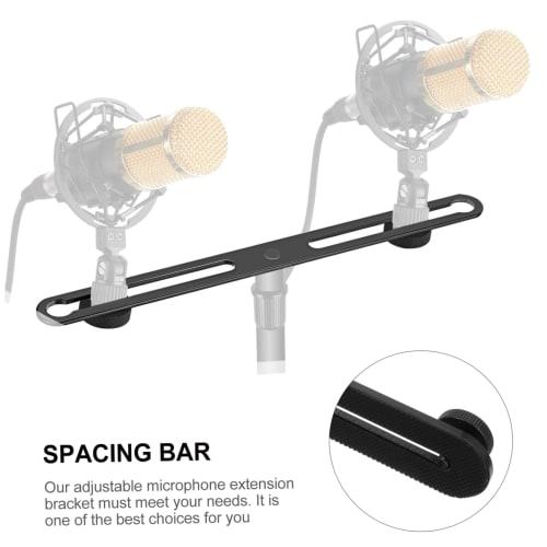 NOLITOY Adjustable Microphone Bar Dual Flashlight Mount Bracket Tripod-Compatible Microphone Stand Adapter (Set of 2)