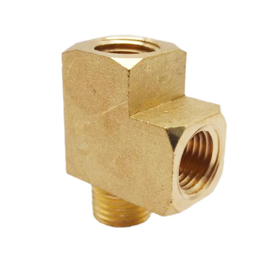 2× Автомобильный латунный уличный тройник 1/4" NPT наружная резьба X 1/4" NPT две внутренние резьбы воздух топливо