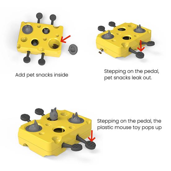 Interactive Cat Toy Cat Treat Puzzle Toy Mole Design Slow Feeder Pet Training Toy Treat Dispenser for Indoor Cats Kittens Exercise Entertainment
