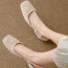 Fashion 2024 Versatile Solid Color Summer Sandals Women's Shoes Covered Toe Shoes Fashion Hollow High Heels Women's Sandals