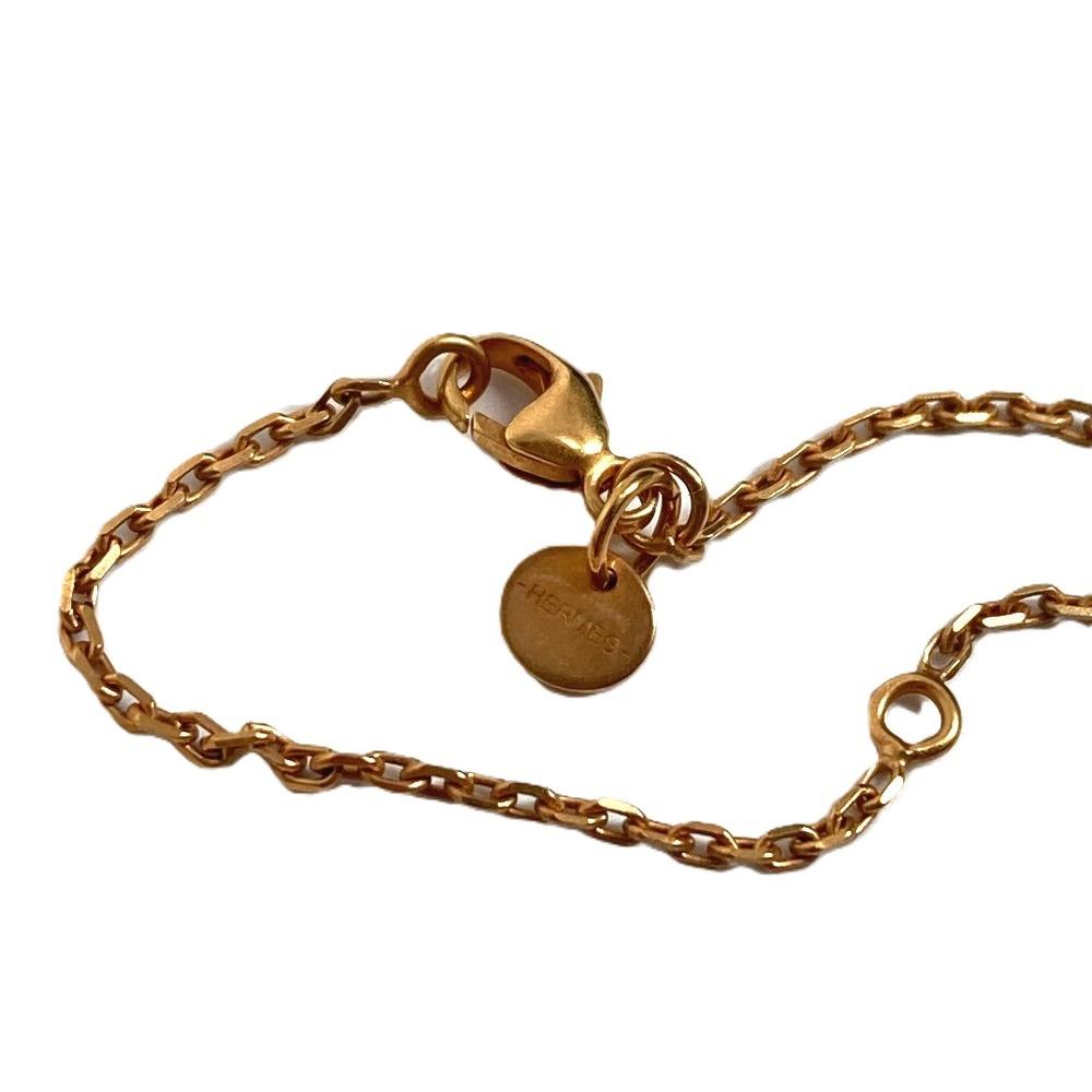 HERMES Heart Chain Asdukur PM Pendant accessories Necklace Leather / Metal Black