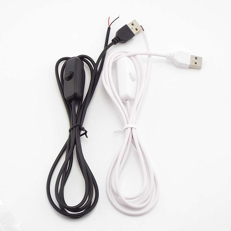 5V USB 2.0 A Male Plug Extension Cable with Switch 2 Pin 2 Wire Power Charge Cable Connector DIY