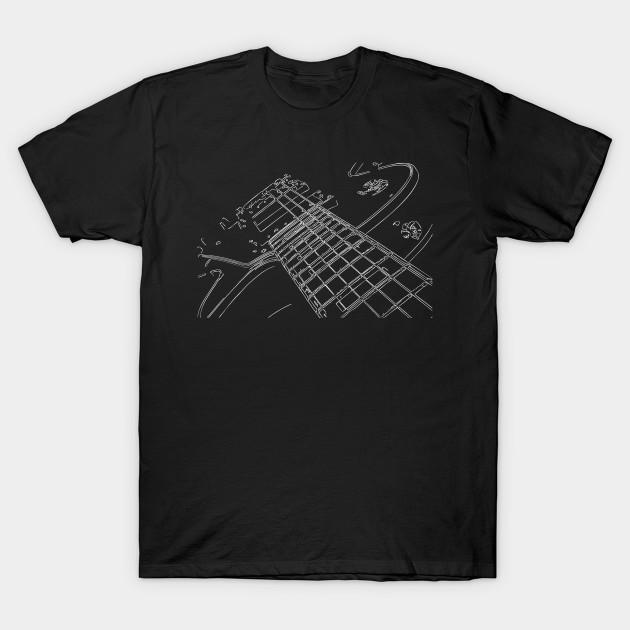 Asian Size Men Black Print T-shirt The Last Vintage Guitar No-Cut Heat Transfer Print Cotton Tshirt