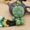 Home Green Jade Pendant Keychain Fortune Amulet Lucky Pendant Handwork Natural Obsidian Pendant