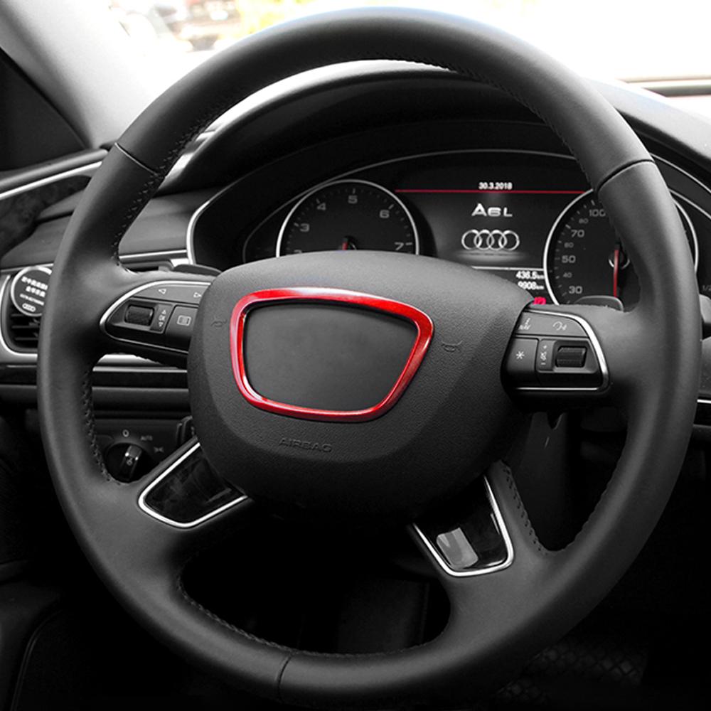 Рамка логотипа рулевого колеса автомобиля для A3 A4L A6L A8 Q3 Q5 Q7, эмблема рулевого колеса, значок, отделка, декоративное кольцо, наклейка, металл, 3D-стиль автомобиля