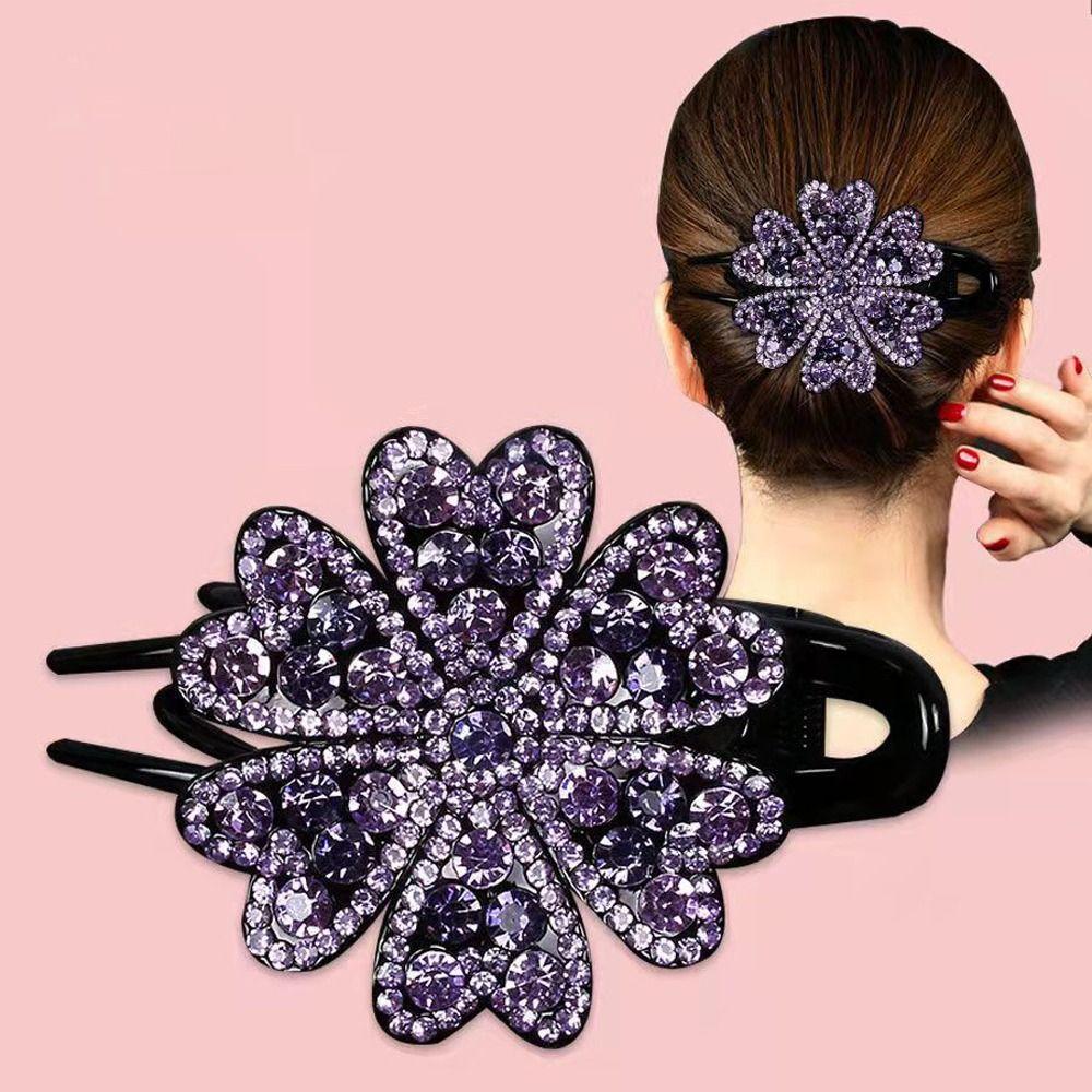 Korean Hair Claws Women Barrettes Flower Hair Clips Rhinestone Duckbill Clips Crystal Hairpins