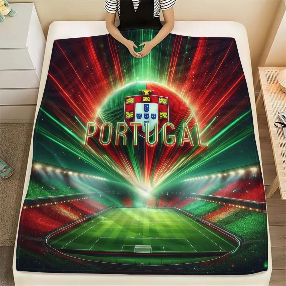 1PC Portugal National Football Team Patterned Flannel Blanket Suitable For All Seasons for Home Decor Warmth and Comfort Gifts Holiday Present