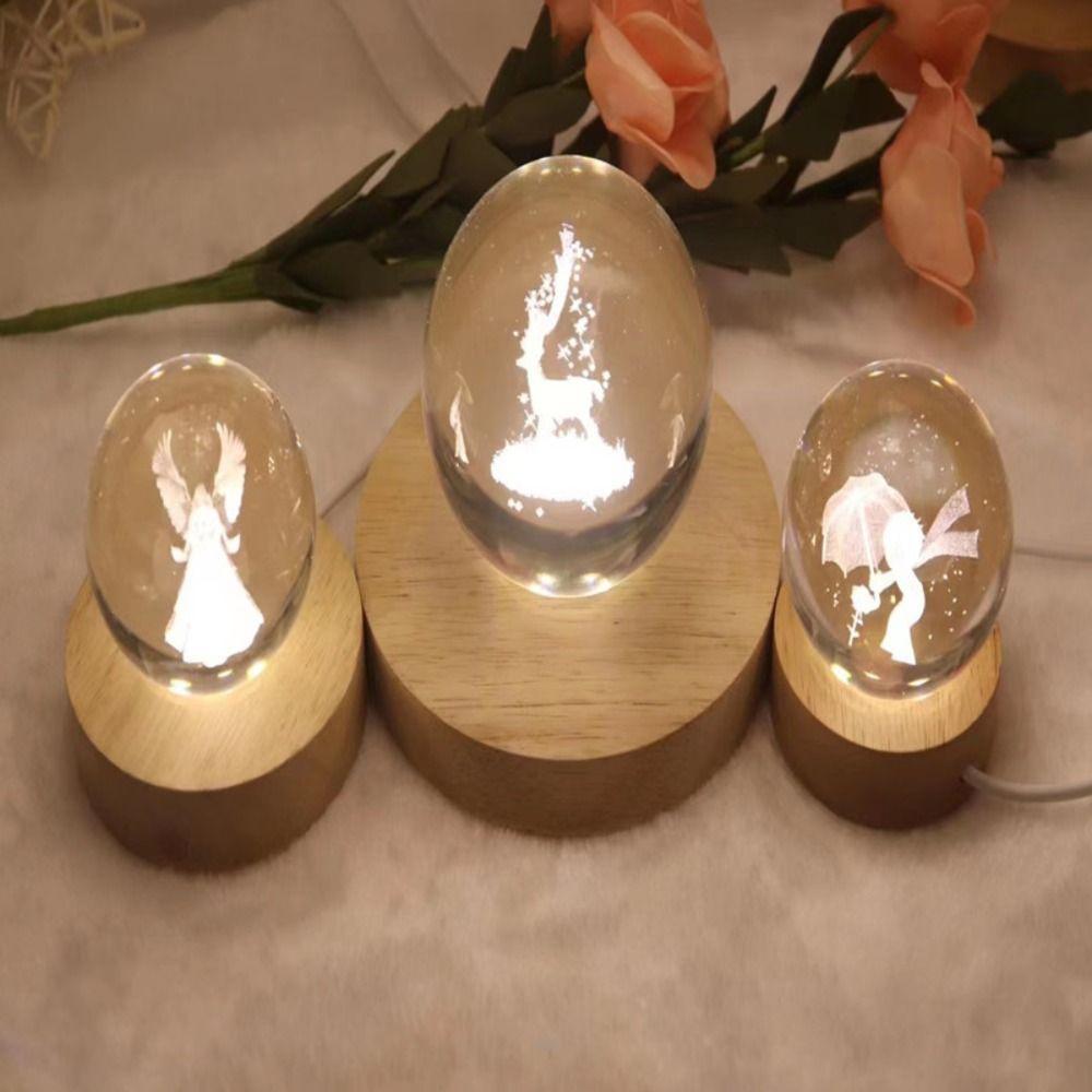 Art with Remote Control Crystal Ball Holder LED Light Dispaly Base Night Lamp Base Home Decoration
