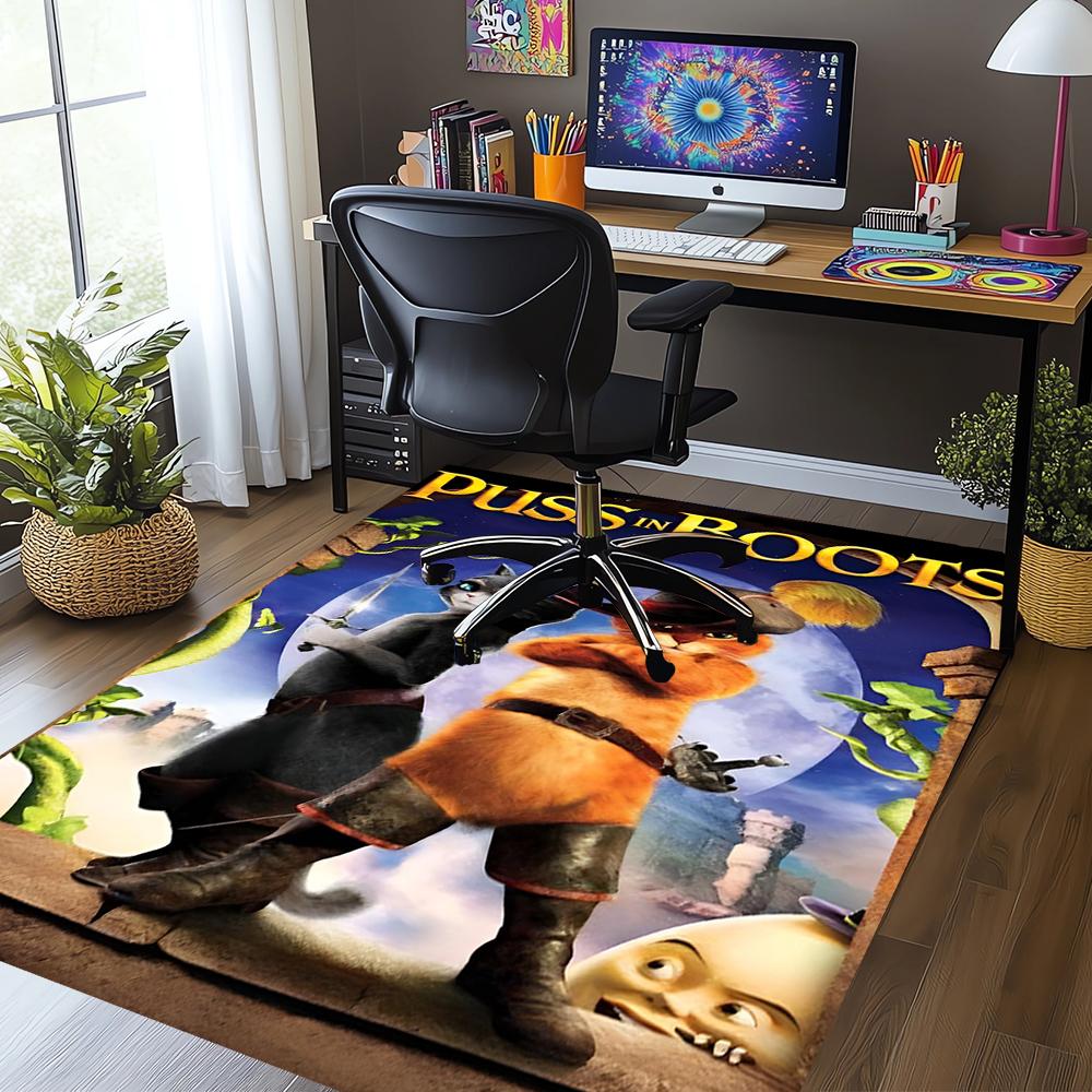 Puss In Boots Printed Carpet Rug for Office Chair Living Room Bedroom Kitchen Room Decor Gifts