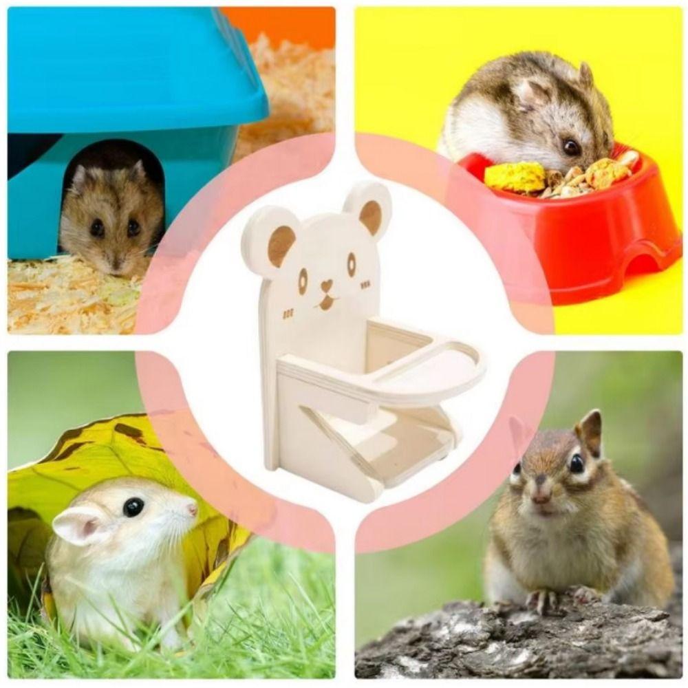 Wooden Hamster Dining Chair Cartoon Hedgehog Chair  for Hamster Rat Guinea Pig