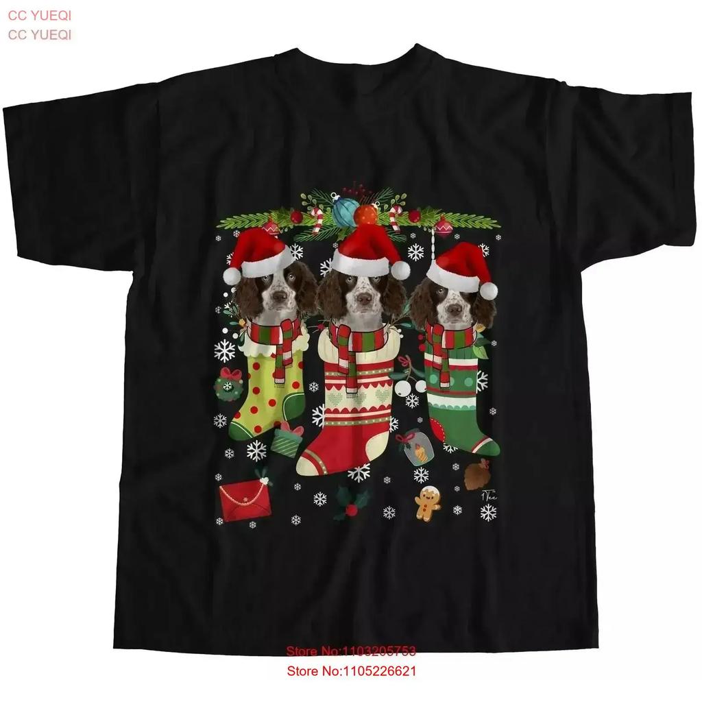 Christmas Stockings Adorable Springer Spaniel Dogs T Shirt Full Size S 5XL vintage streetwear Versatile Slightly graphic