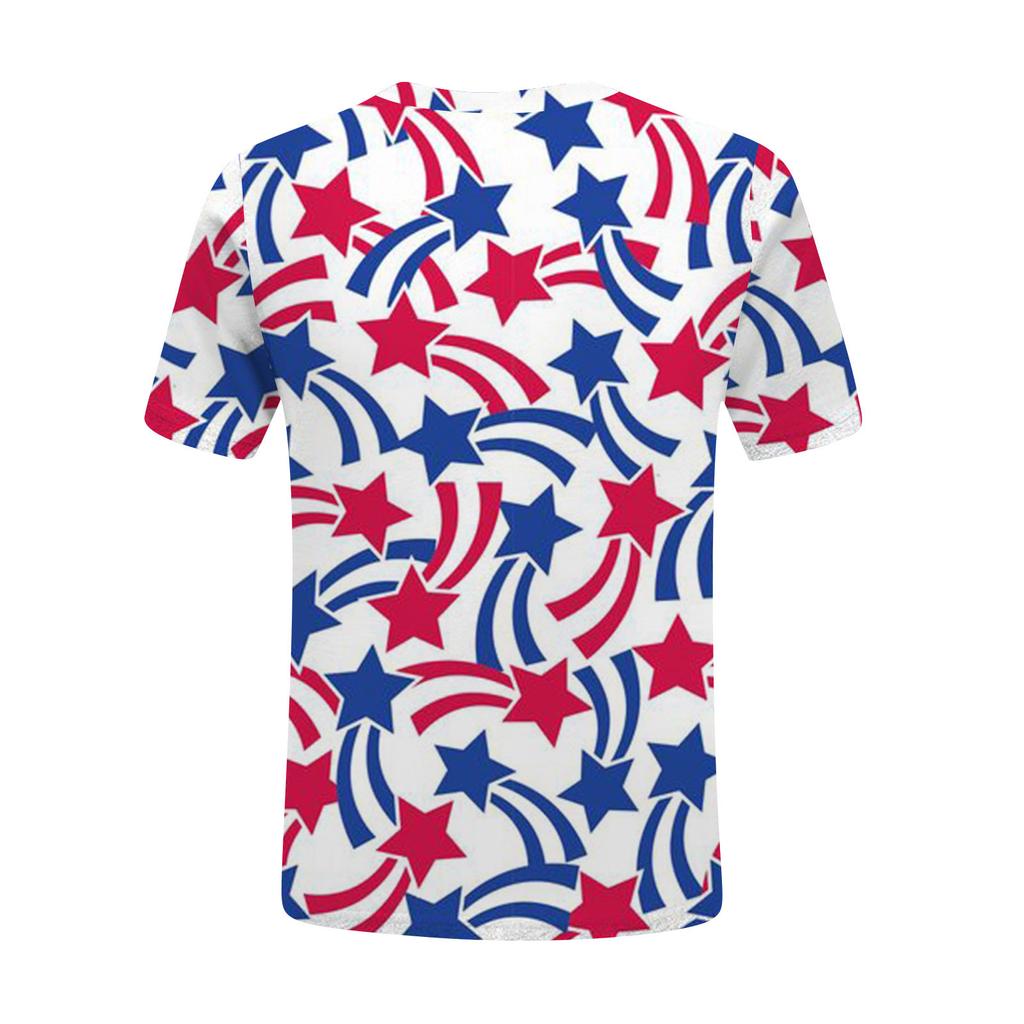 Women's Fashion Casual Independence Day Printed Round Neck Short Sleeve T-Shirt Top