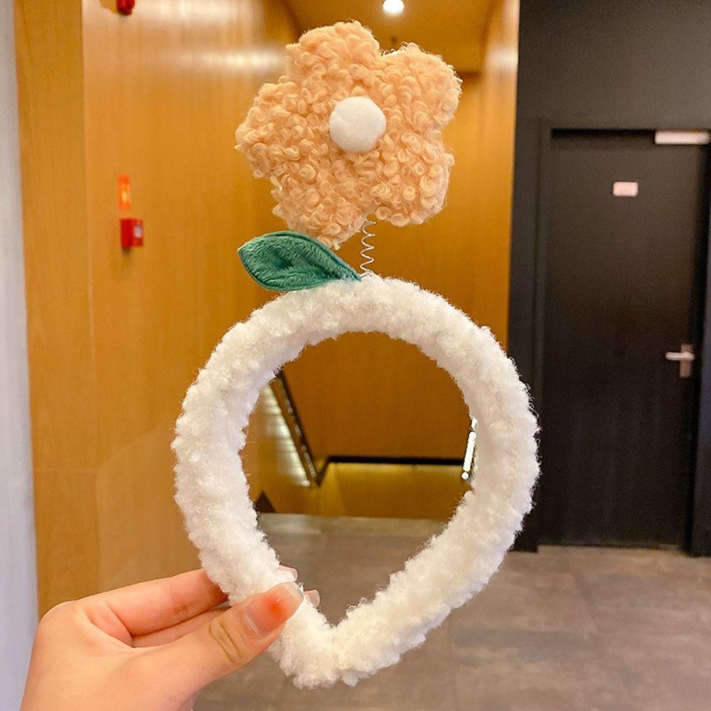 Осенне-зимний обруч для головы, нескользящие аксессуары для волос, высокое качество, милый плюшевый ободок с цветком