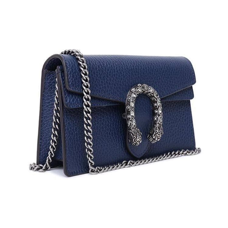 Gucci Кожаная сумка через плечо Dionysus, Сумка-кроссбоди Extra Mini Женская Темно-синяя 476432-CAOGN-8204