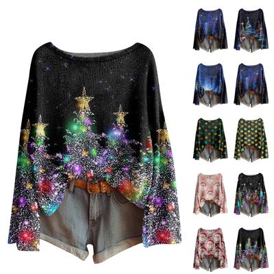 Женская мода с длинным рукавом, рождественский принт «Снеговик-снежинка», куртка, кардиган