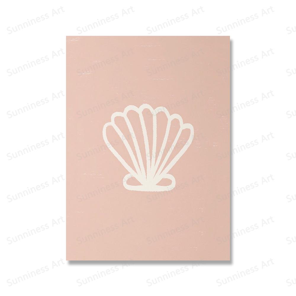 Современный пейзажный постер с изображением серфинга, волн, розовых ракушек, холста, пальмы, настенных картин в стиле минимализма в стиле бохо для домашнего декора