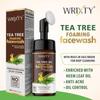 Wrixty Tea - Взбивающее средство для умывания лица с маслом чайного дерева и встроенной щеткой для глубокого очищения | Обогащено маслом листьев нима | Средство для умывания для контроля акне и жирности | Пе