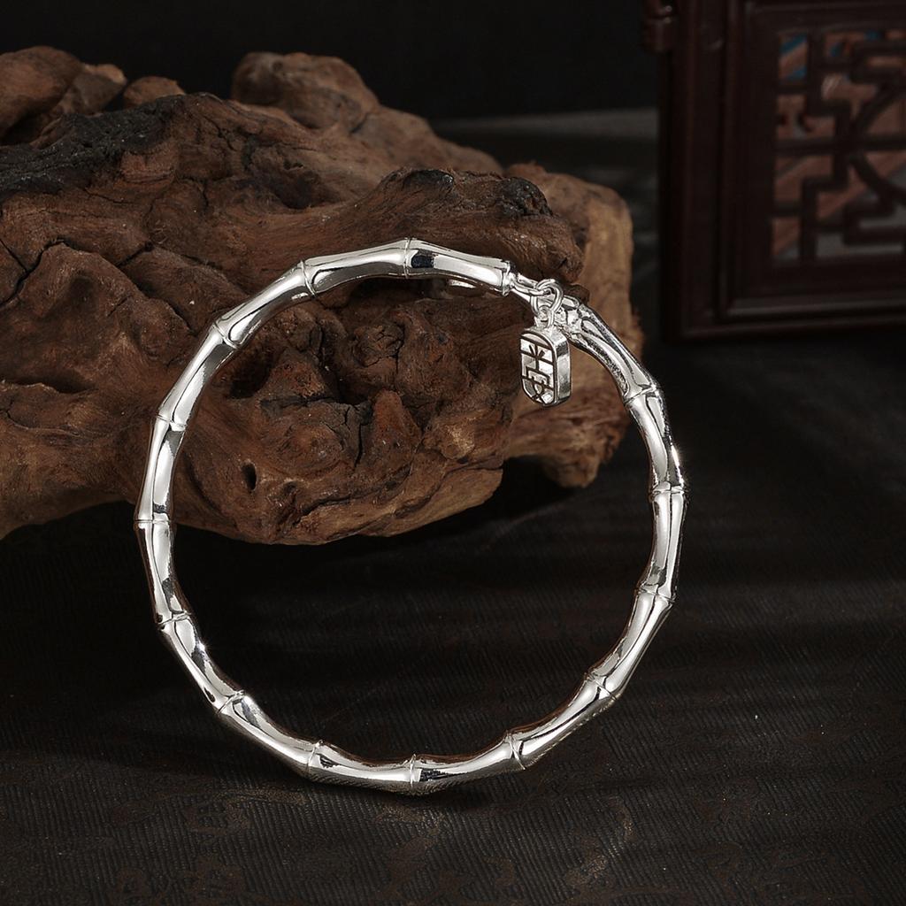 Ping An Bamboo Festival Silver Bracelet, Female Step By Step Rising, New Bamboo Bracelet for Girlfriend's Birthday Gift