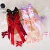 7pcs/set Elegant Long Satin Ribbon Bow Ribbon Hair Clip Solid Hairgripes HairPin Retro Headband Clips for Girls Hair Accessories