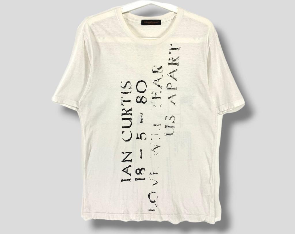 Винтажная футболка Undercover Ian Curtis love will tear us apart дизайнер авангард панк Undercoverism joy division футболка белая Маленький