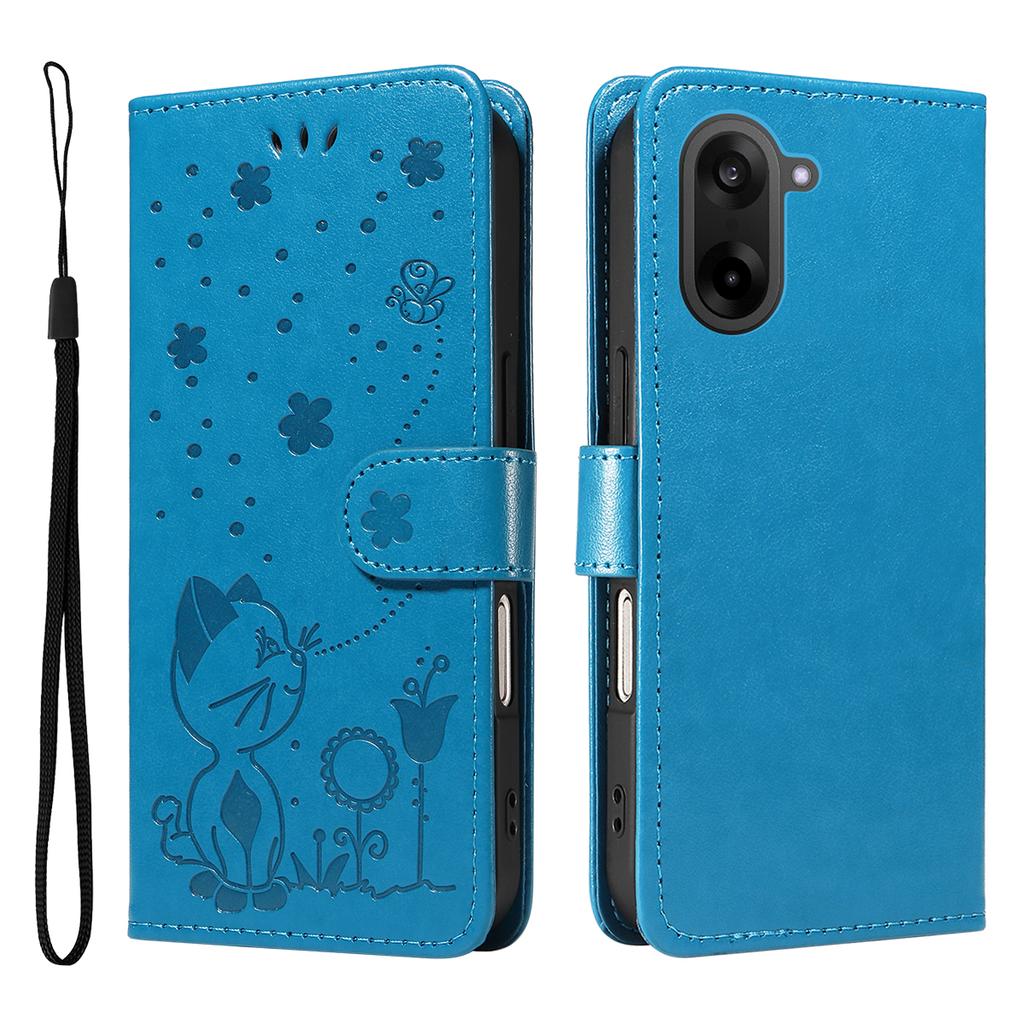 For OnePlus Nord CE5 5G/OnePlus Ace 5 Racing 5G Leather Wallet Case Cat Bee Pattern Phone Cover Stand