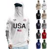 Рубашки с длинным рукавом для мужчин Принт США С капюшоном Солнцезащитные рубашки Солнцезащитный худи Защита для мужчин Рыболовная рубашка