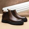 Chelsea Boots Men'S Leather High-Top British Retro Soft Leather Short Boots Thick-Soled Cowhide Breathable Martin Boots