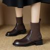 Осень и зима резиновая подошва средний каблук рыцарские сапоги женские удобные нескользящие большой размер женские сапоги корейская версия рукав квадратный каблук средний