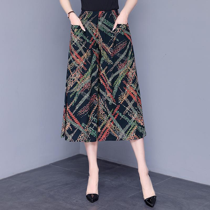 Широкие брюки с высокой талией, женские летние брюки больших размеров, повседневные свободные винтажные брюки с эластичной резинкой на талии, большие размеры