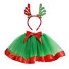 2-Piece Set Children's Tulle Skirt Christmas Party Performance Outfit  For Height 80-140cm