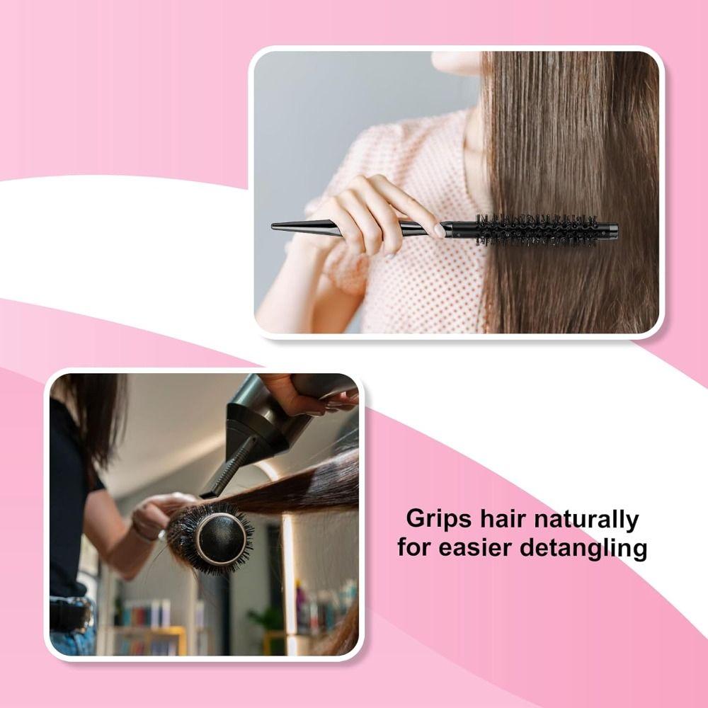 with Smooth Handle Small Curling Brush Styling Hair Brush Nylon Bristles Roller Brush Mini Quiff Roller Portable Curling Brush