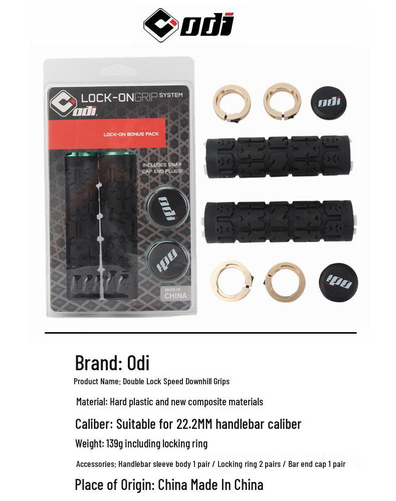 ODI Non-Slip Shock Absorption Double Lock-on Mountain Bike Grips for Flat and Road Bars.