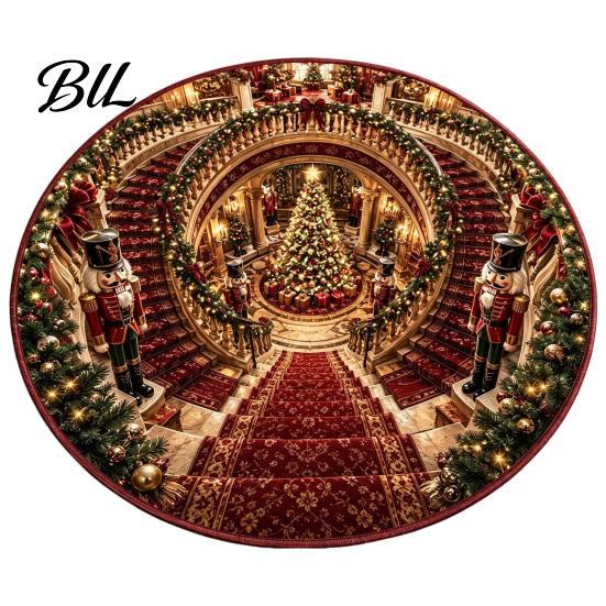 Anti Skid Bathroom Mat Christmas 3D Illusion Rug, Black Hole Vortex Visual Effect Mat, Non-Slip Unique Design Holiday Door Machine Washable