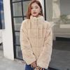 Autumn and Winter Thickened Rex Rabbit Fur Grass Coat Standing Collar Imitation Lamb Hair Zipper Loose Mink Fleece Coat for Women