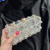 Модные тенденции Стразы Кошелек Сумки Для Женщин 2024 Новая Элегантная И Универсальная Вечеринка Квадратная Сумка Кристалл Клатч