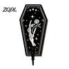Entrance Hall Storage Halloween Gothic Wooden Wall Hook with Moon Star Skeleton Patterns, Decorative Retro Key Hanger for Bedroom Accessory