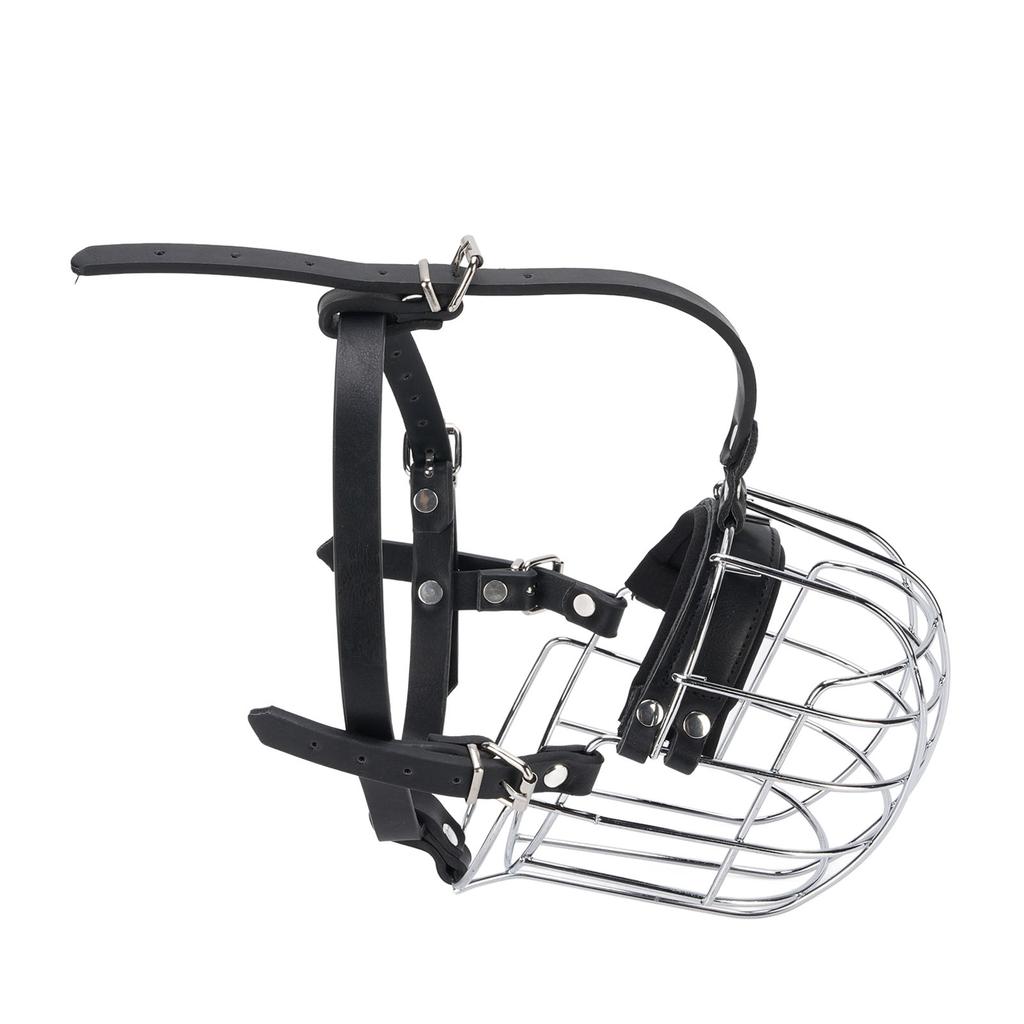 Намордники для собак для предотвращения укусов Металлический проволочный намордник-сетка для рта собаки с ремешками из ПУ кожи Дышащий безопасный намордник-клетка для