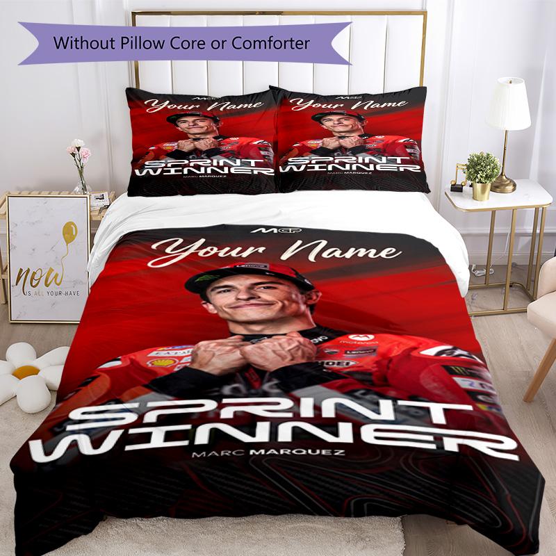 Marc Mrquez Customize With Your Name Bedding Set Breathable Duvet Cover With Pillowcases Decorative Bed Linen For Bedroom Home Decoration Birthday Gif
