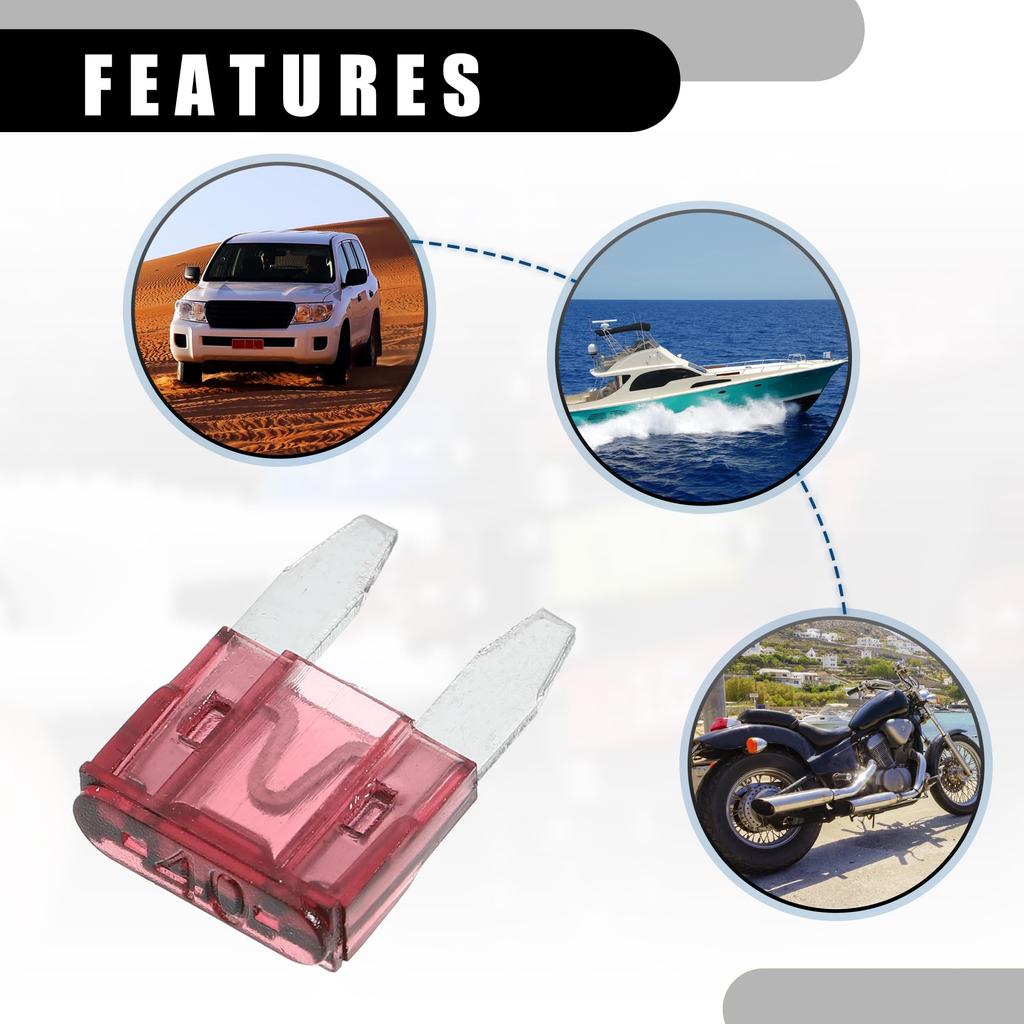 Partuto Set of 5 Mini 40AMP APM/ATM Universal Car Fuse Style Fuse Short