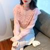 Fashion New 2024 Autumn Long Sleeve Stand Collar Casual Ruffles Chiffon Blouse Shirt Women Tops Blouses Shirts J554